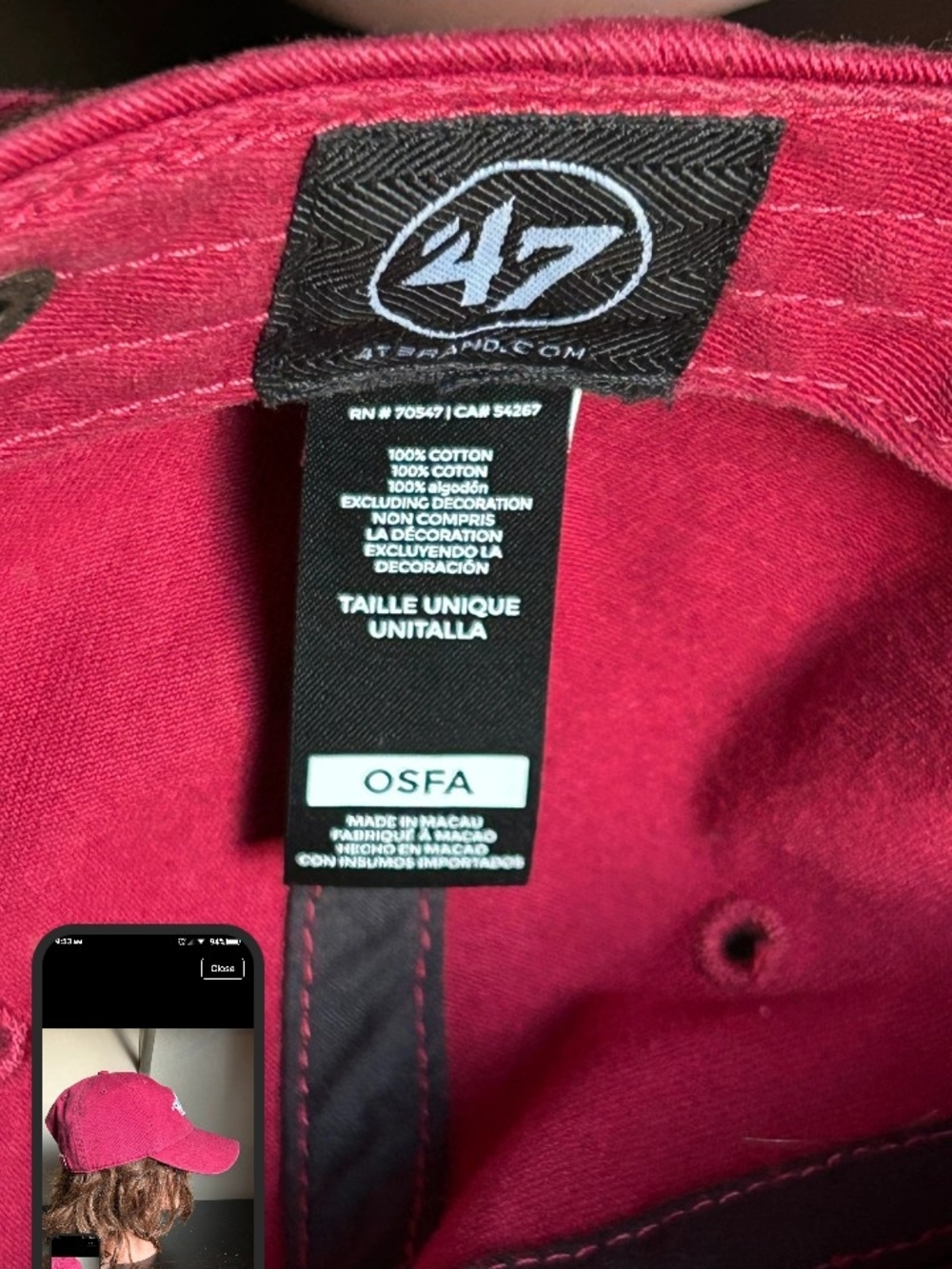 47 Brand Red Razorback Embroidered Baseball Cap - Picture 5 of 5